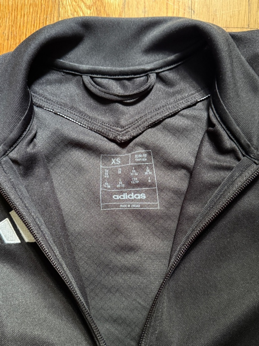 adidas Black Track Jacket with White Stripes, XS - Picture 2 of 8